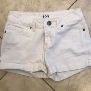 BDG white jean shorts